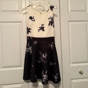 Xhilaration White and Cream Fit and Flare Dress One Shoulder Sleeveless